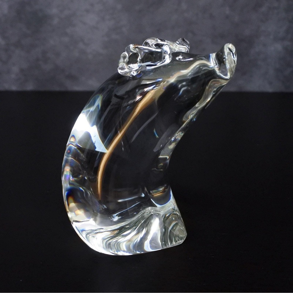Vintage Signed Steuben Lloyd D. Atkins Art Glass Crystal Pig Figurine